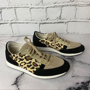 TopShop Black Suede Canvas Cheeta Print Sz 5 (38)